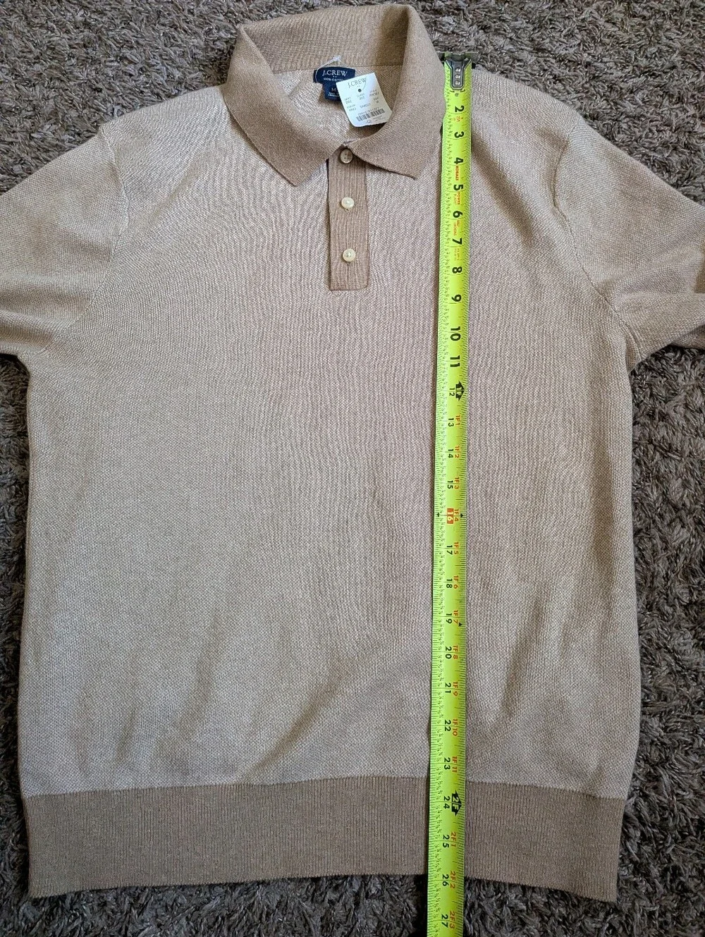 NWT J.Crew Bird's-eye Heather Nut Two Tone Cotton Sweater Polo Shirt Men's M